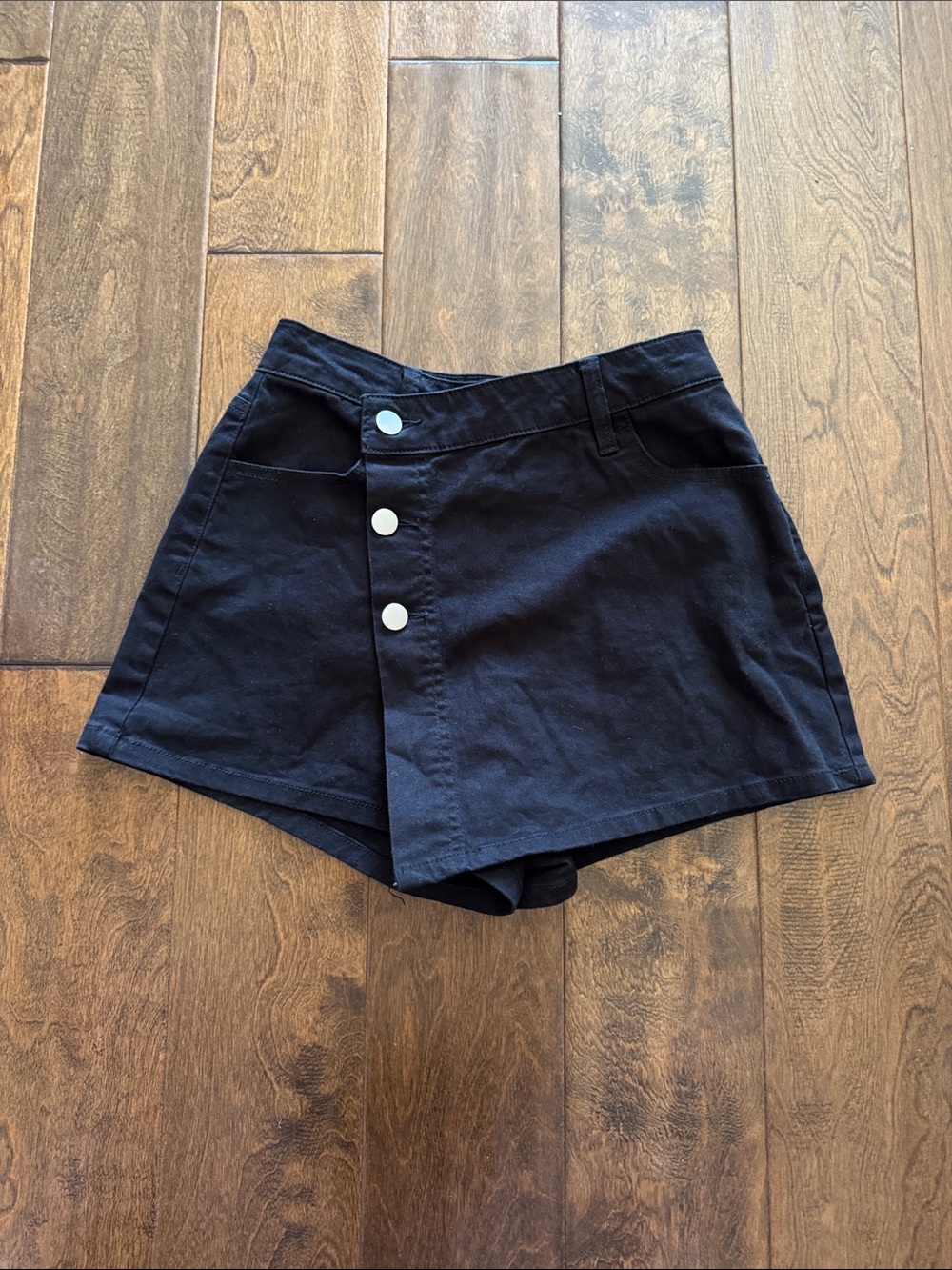 Blue Rain Black Button-Front Skort